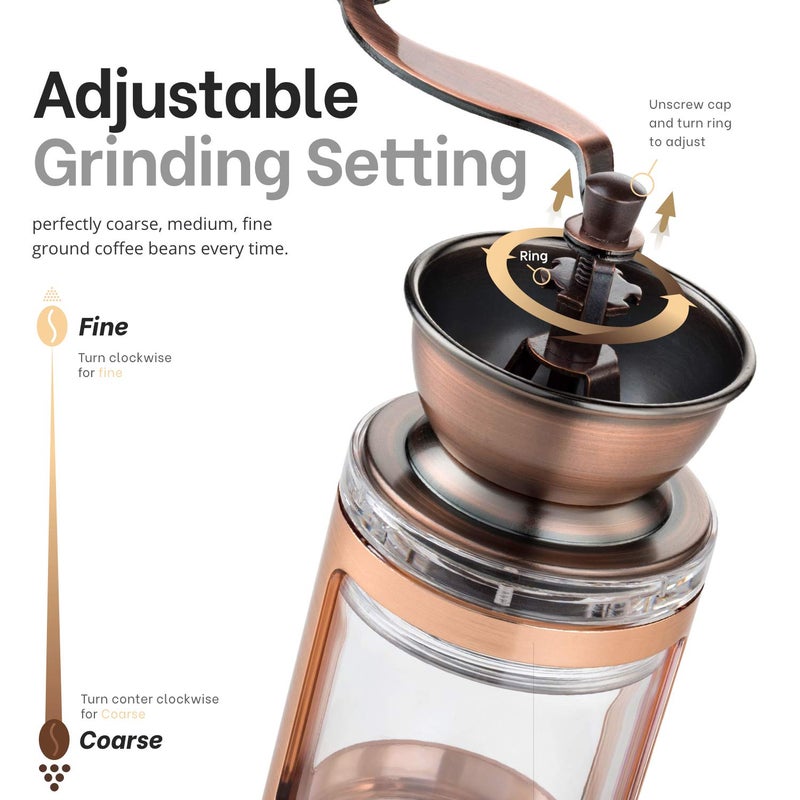MITBAK Manual Coffee Grinder With Adjustable Settings| Sleek Hand Coffee Bean Burr Mill Great for French Press, Turkish, Espresso & More | Premium Coffee Gadgets are an Excellent For Coffee Lovers - Image 3